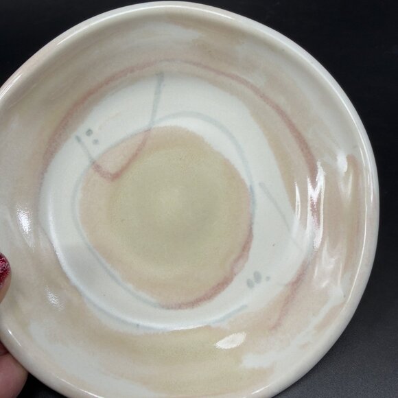 Vintage Hand Made Studio Art Pottery Trinket Dish Plate Artist Signed Stoneware - Picture 7 of 8